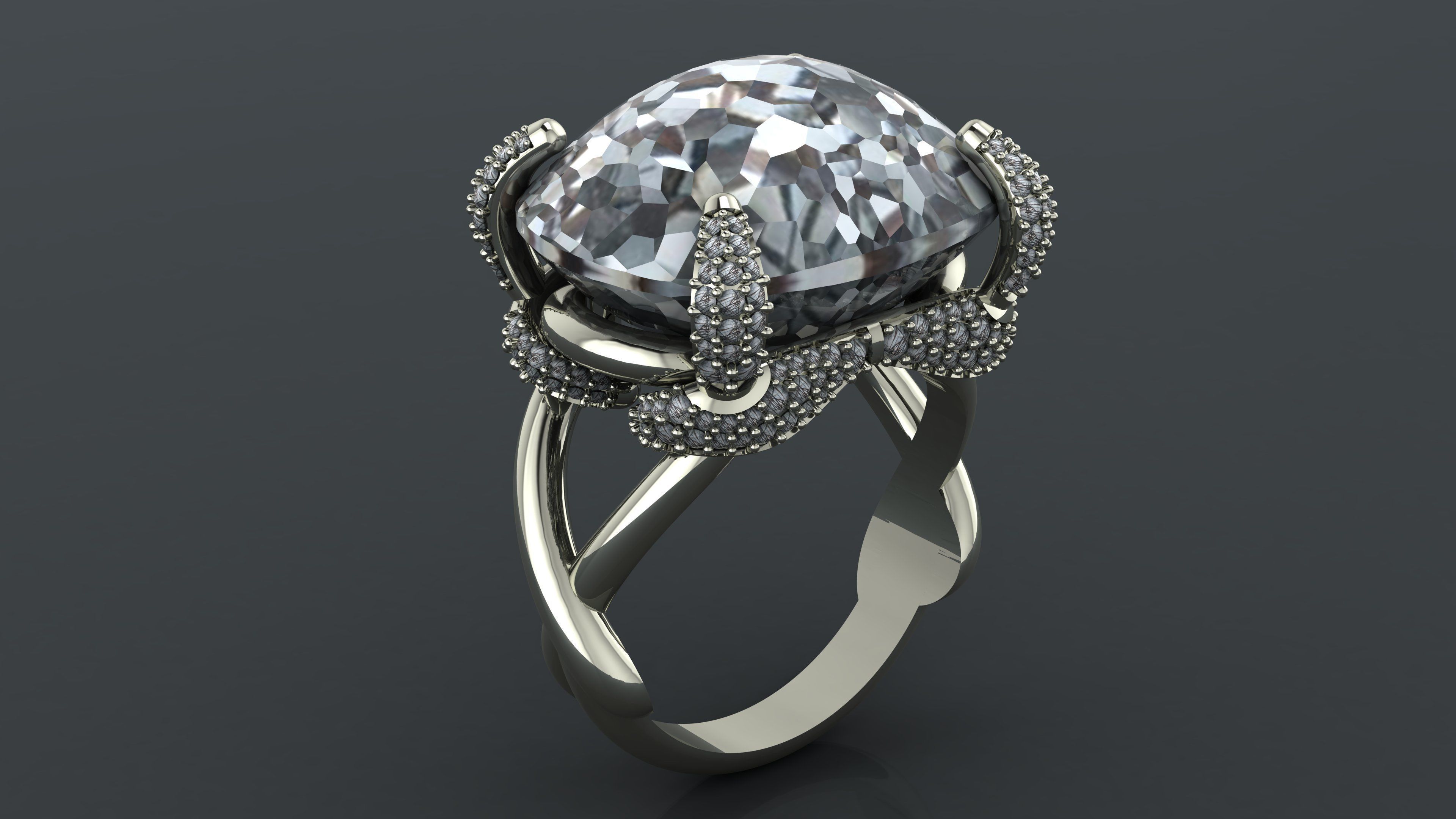 Pomellato tango ring smoky quartz 3D print model_4