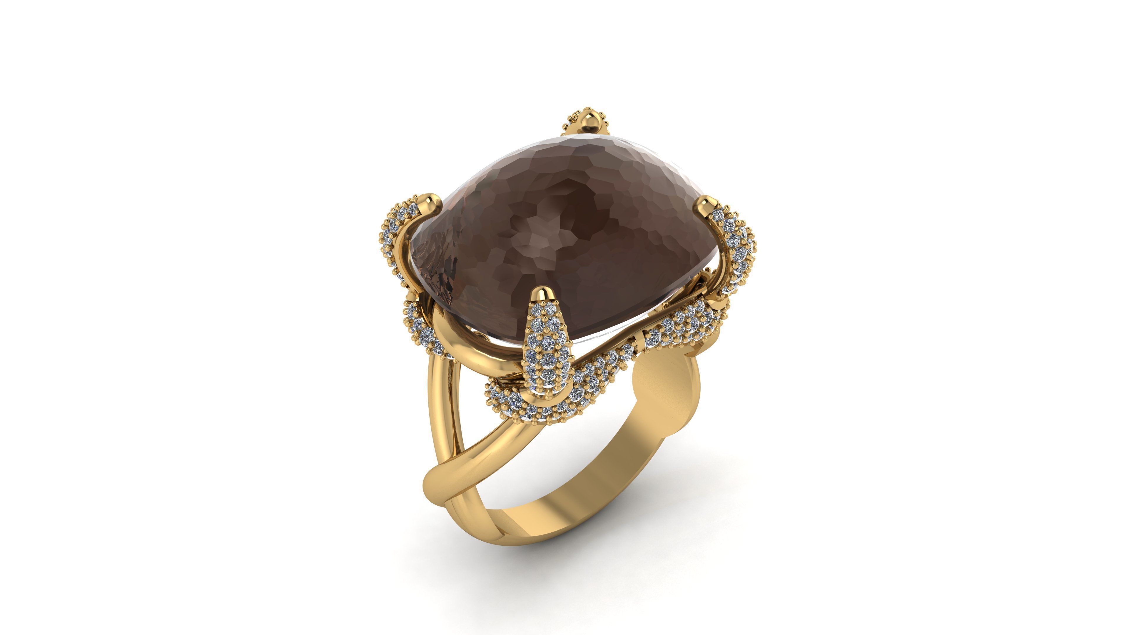 Pomellato tango ring smoky quartz 3D print model_1