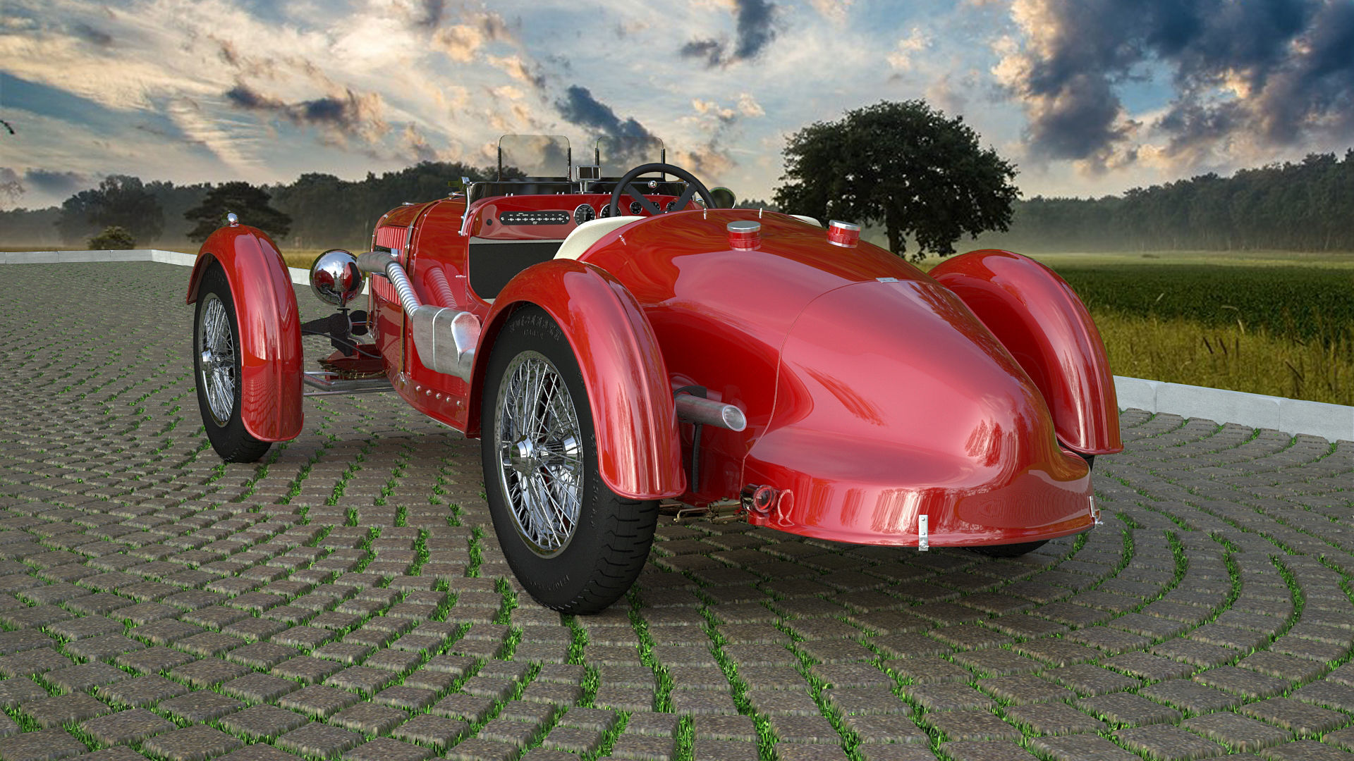 Aston Martin Ulster Replica 1934 3D model_5