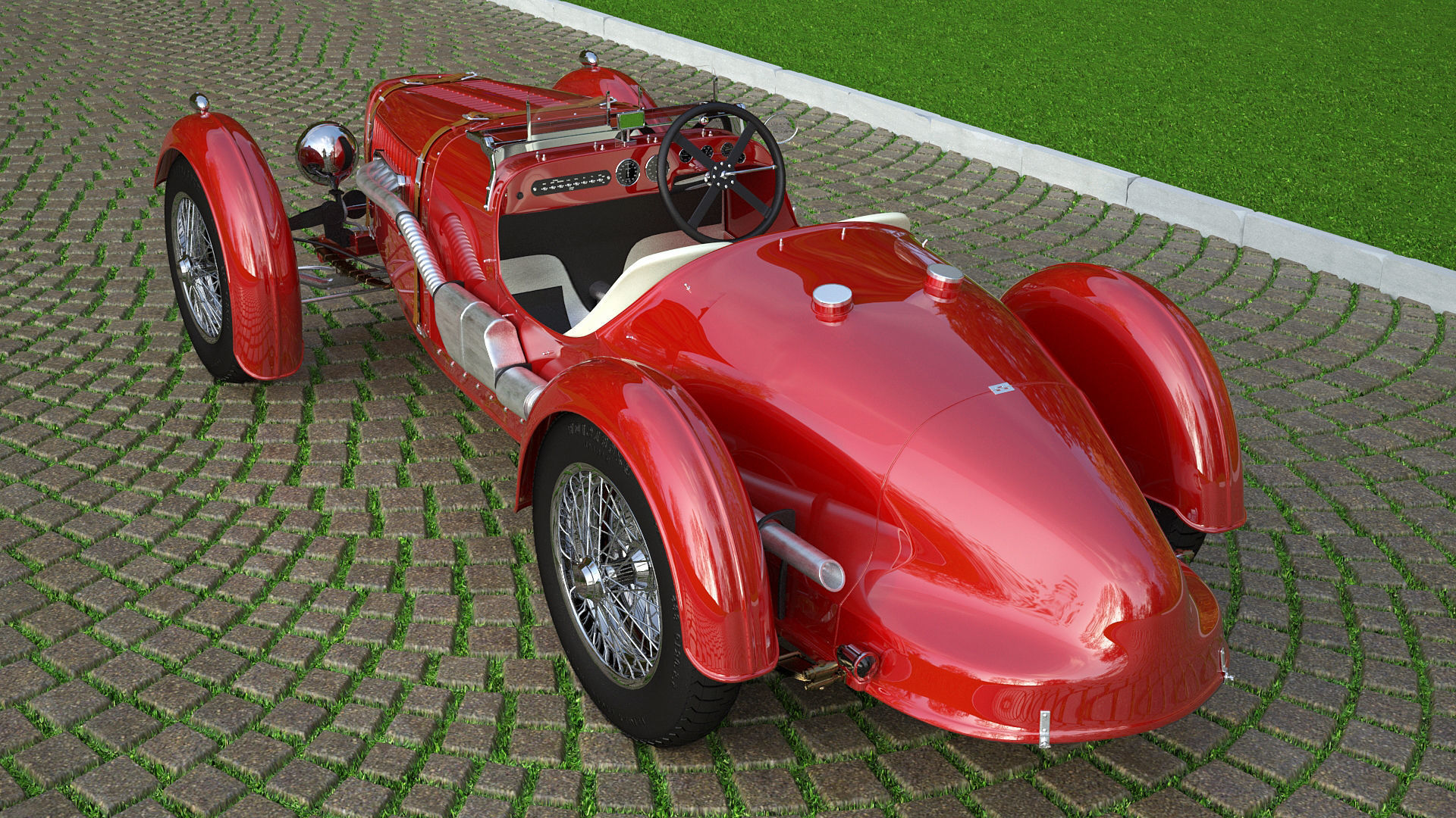 Aston Martin Ulster Replica 1934 3D model_6