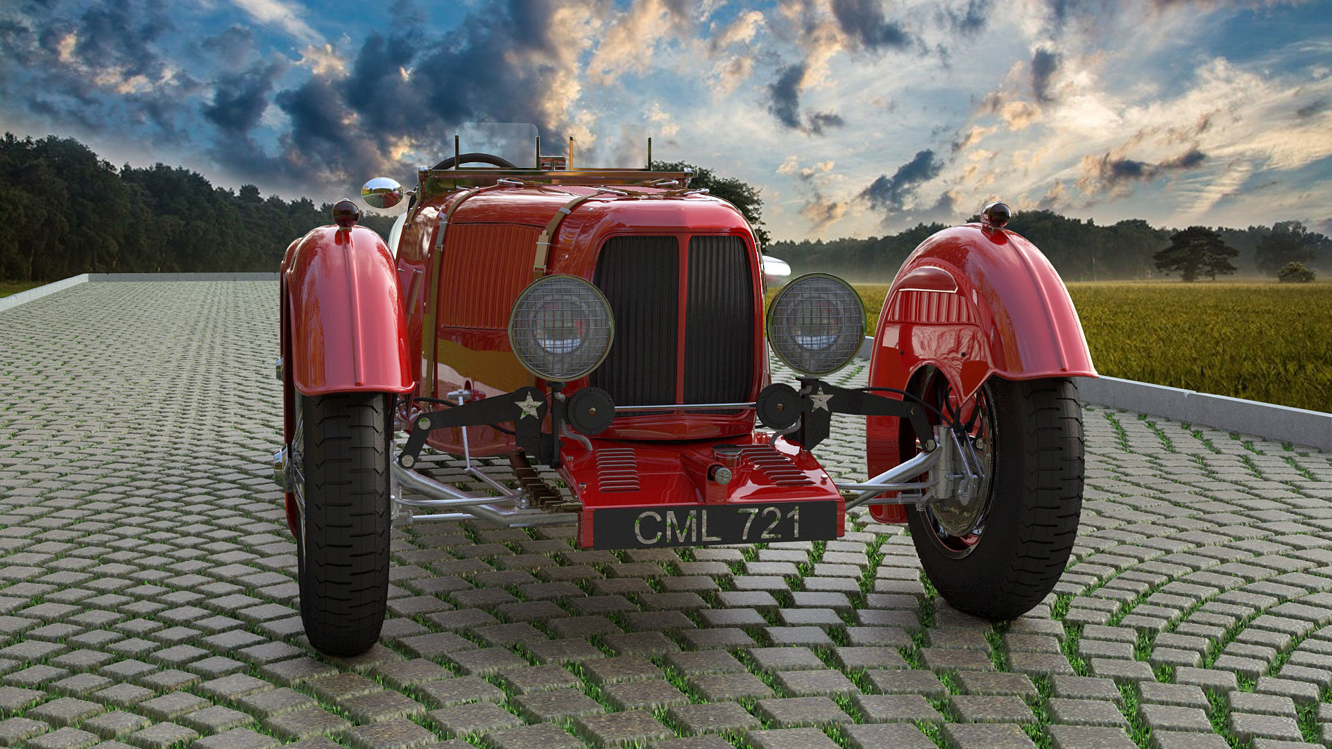 Aston Martin Ulster Replica 1934 3D model_9