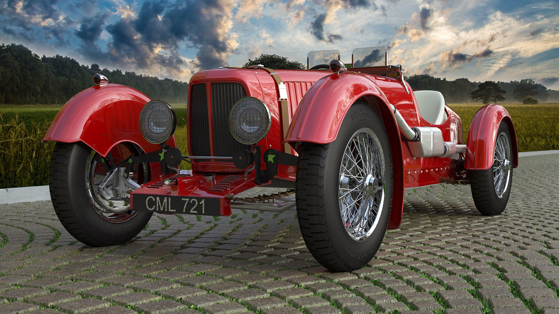 Aston Martin Ulster Replica 1934 3D model_4