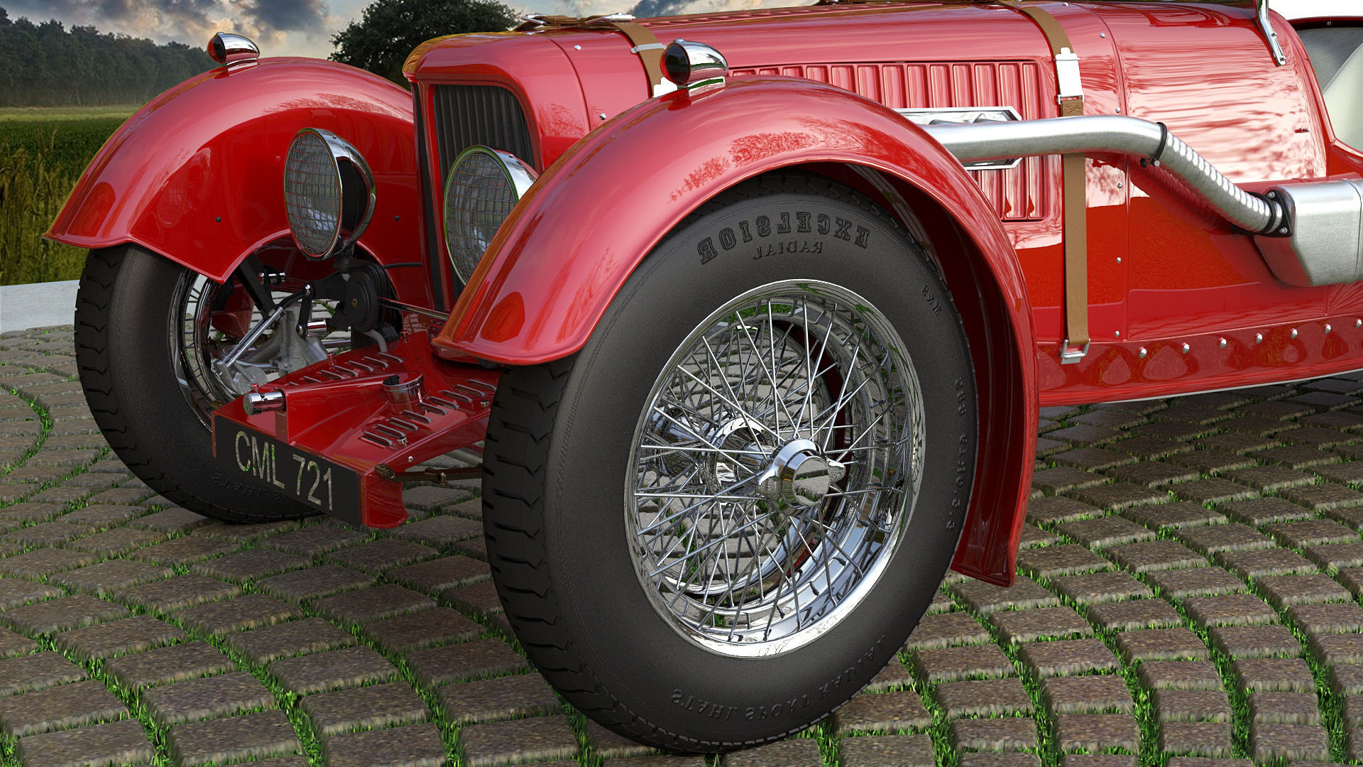 Aston Martin Ulster Replica 1934 3D model_17