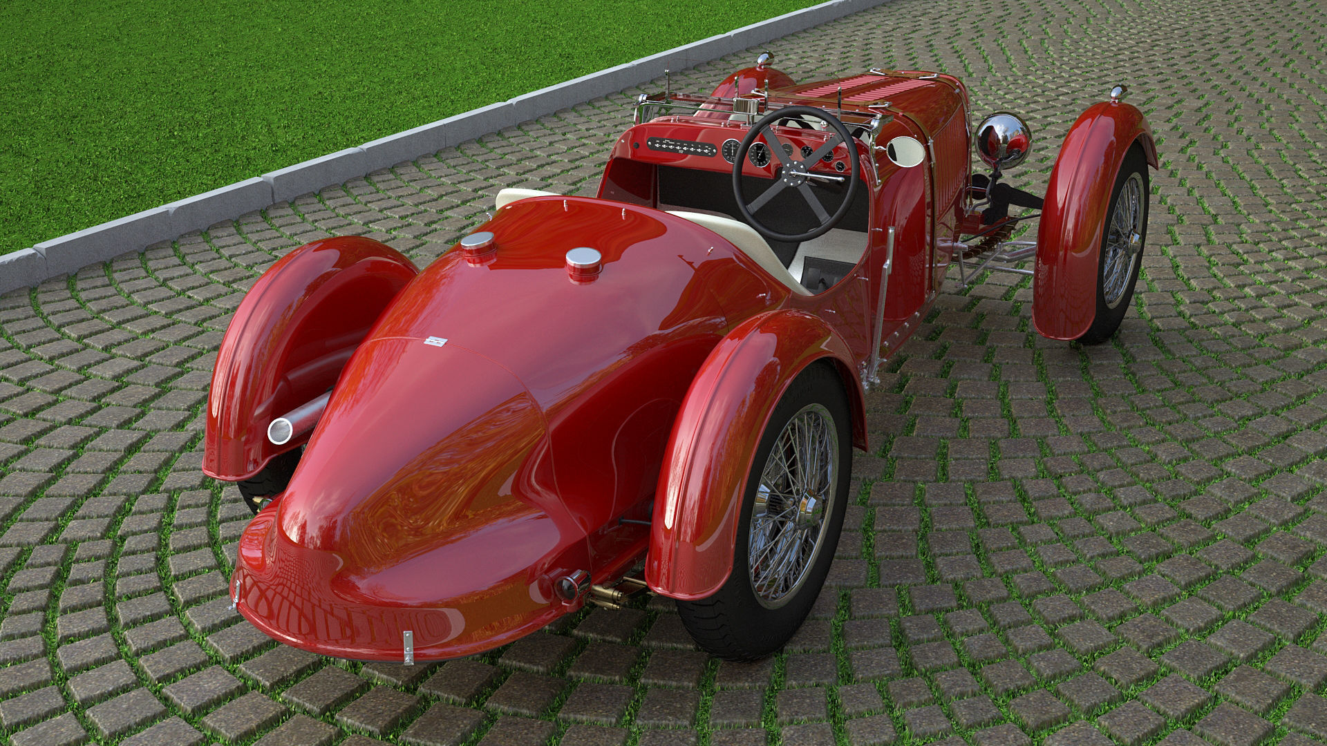 Aston Martin Ulster Replica 1934 3D model_10