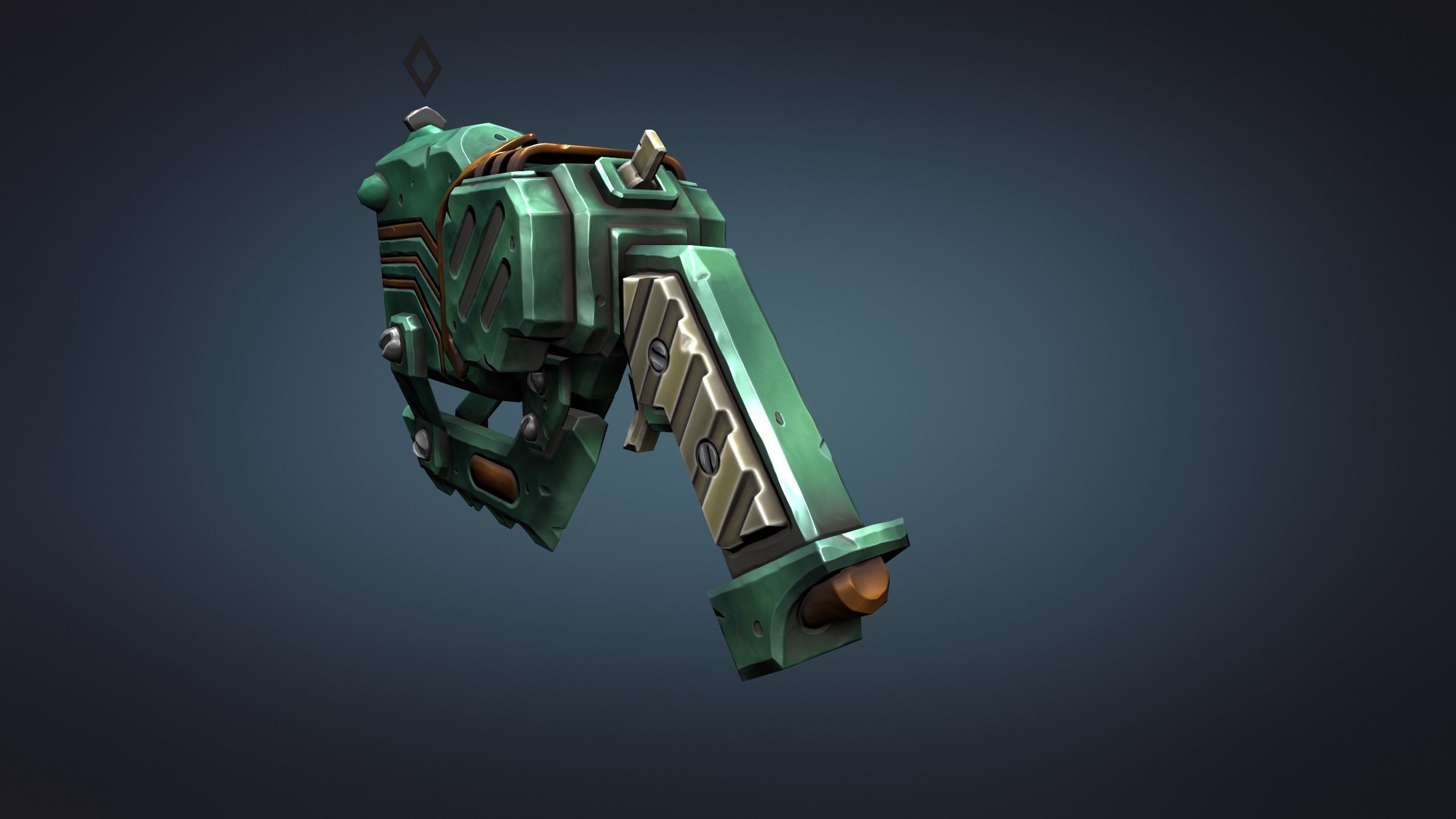 Cyber pistol Low-poly 3D model_12