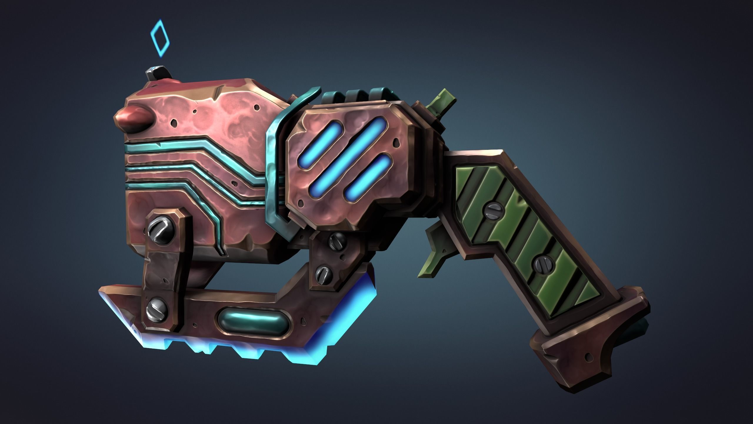 Cyber pistol Low-poly 3D model_4