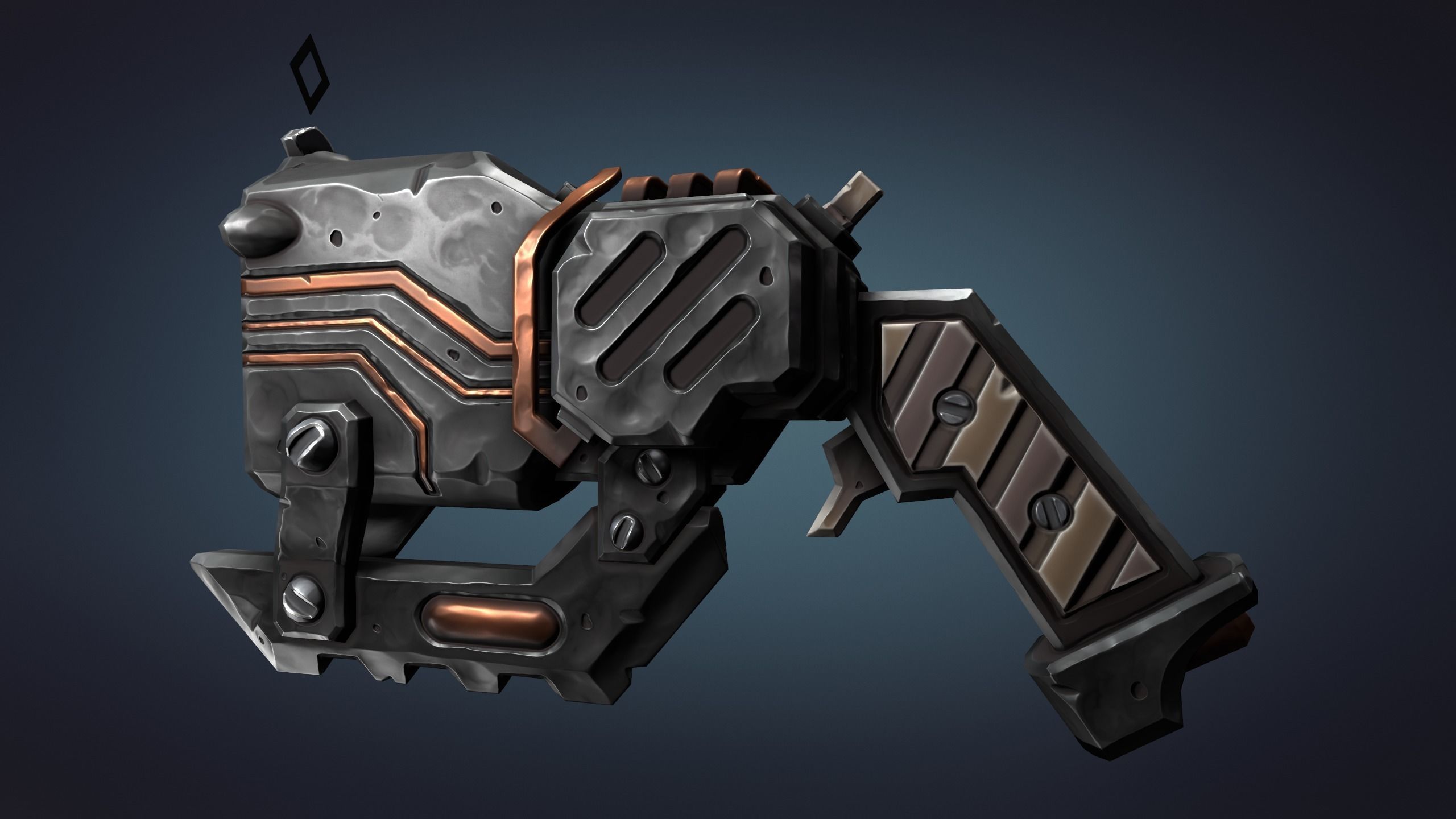 Cyber pistol Low-poly 3D model_9