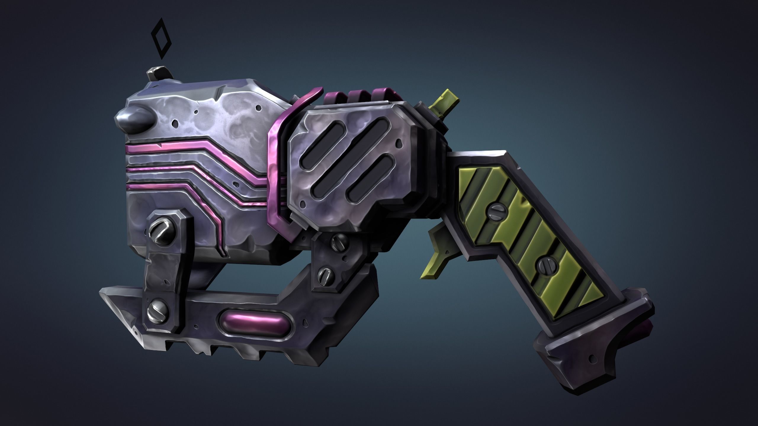 Cyber pistol Low-poly 3D model_1