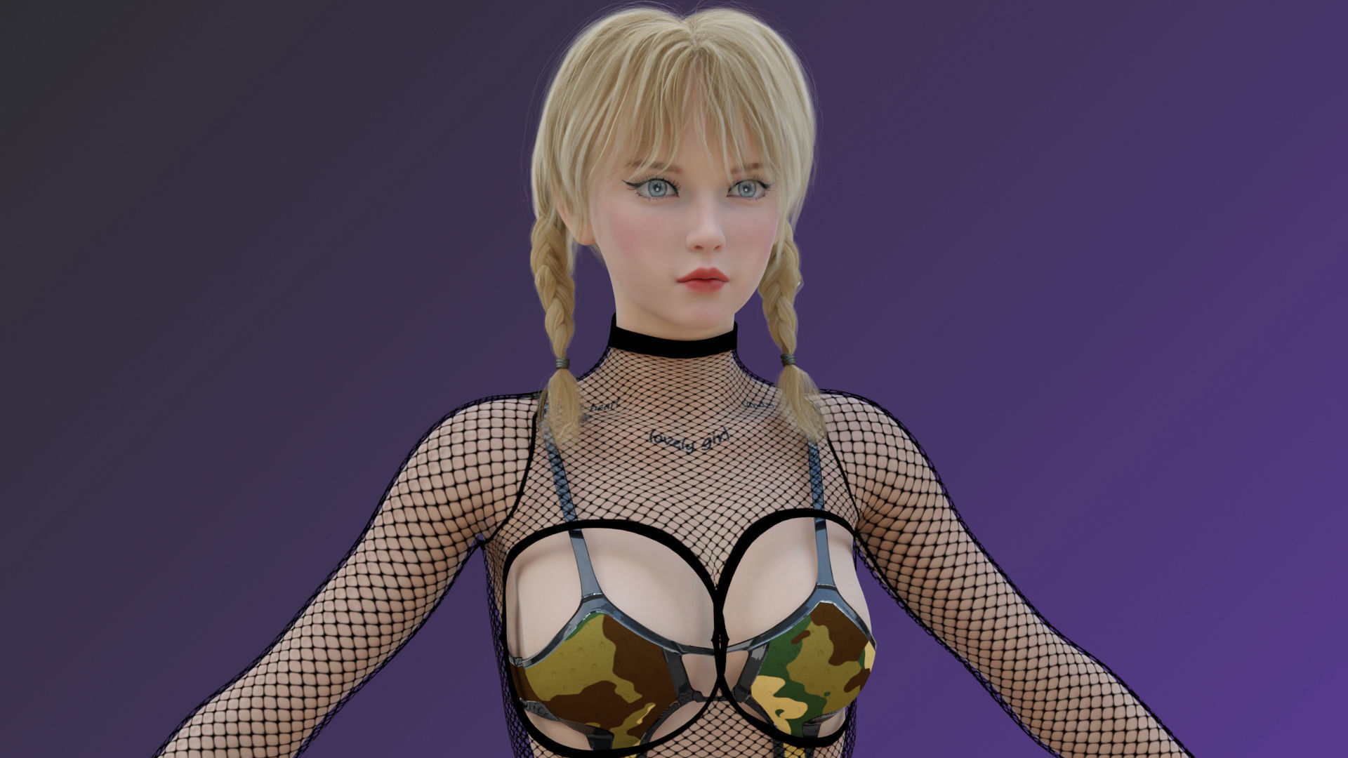 Blonde Chick - Tactical Undercover Agent Soldier Suit -Rigged - Low-poly 3D model_12