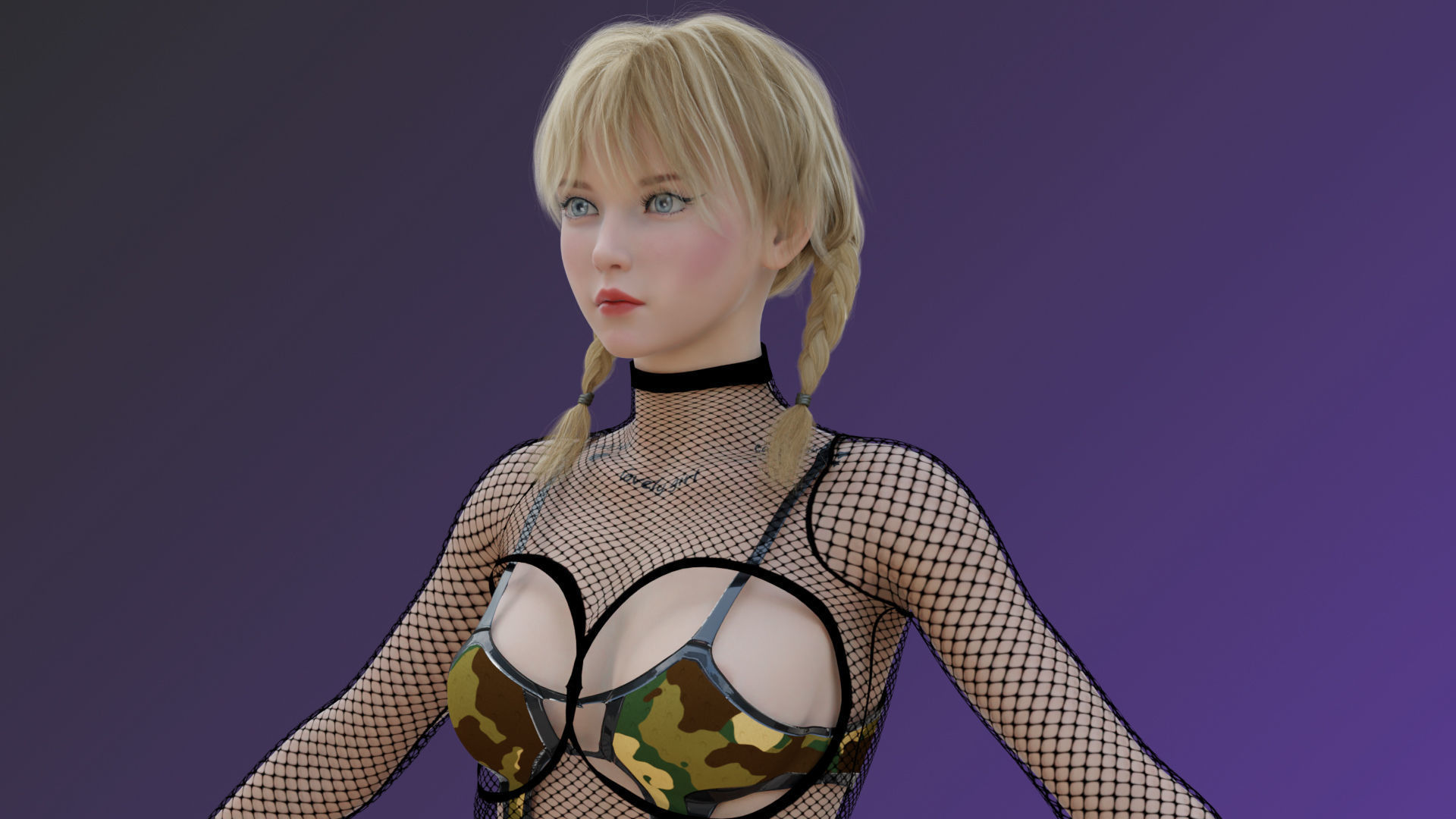 Blonde Chick - Tactical Undercover Agent Soldier Suit -Rigged - Low-poly 3D model_10