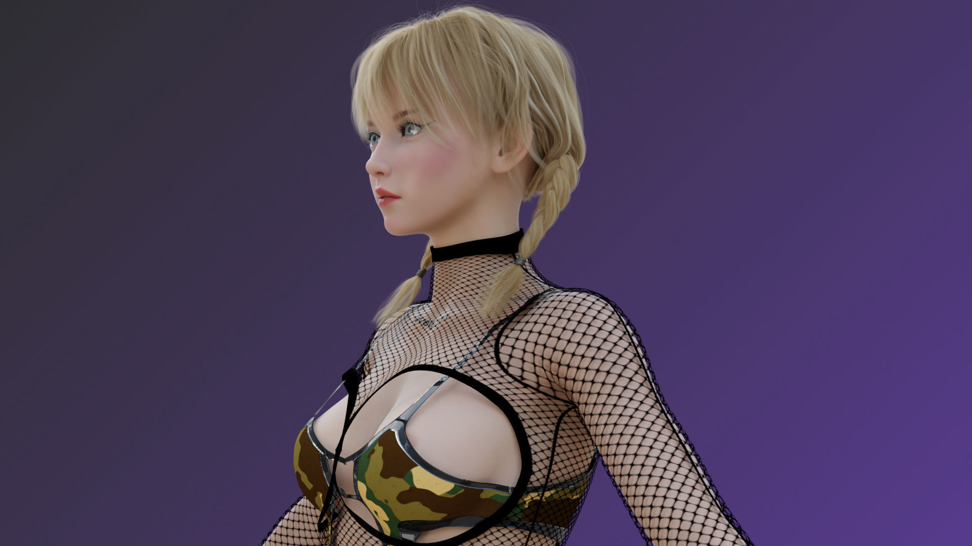 Blonde Chick - Tactical Undercover Agent Soldier Suit -Rigged - Low-poly 3D model_11