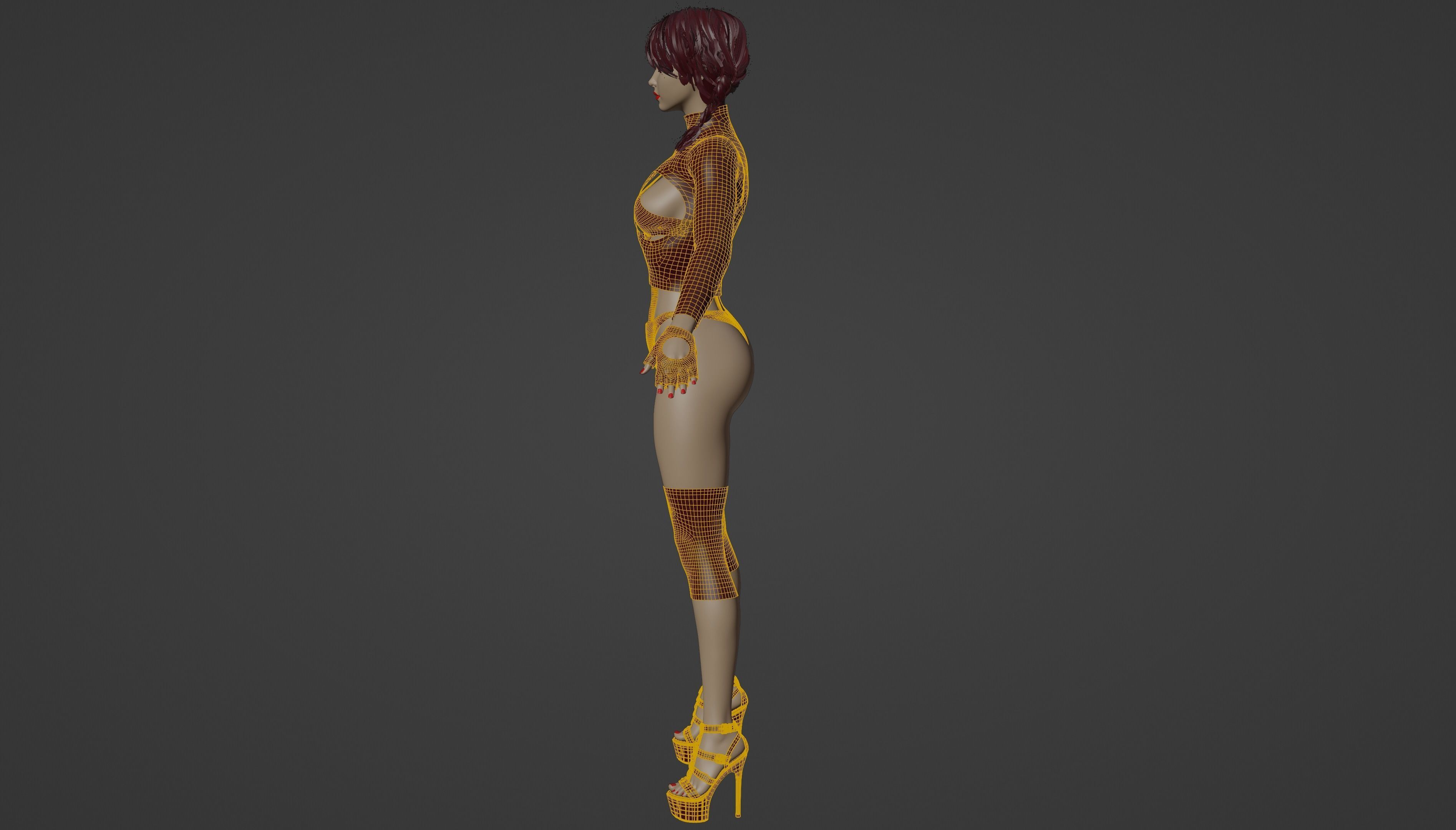 Blonde Chick - Tactical Undercover Agent Soldier Suit -Rigged - Low-poly 3D model_45