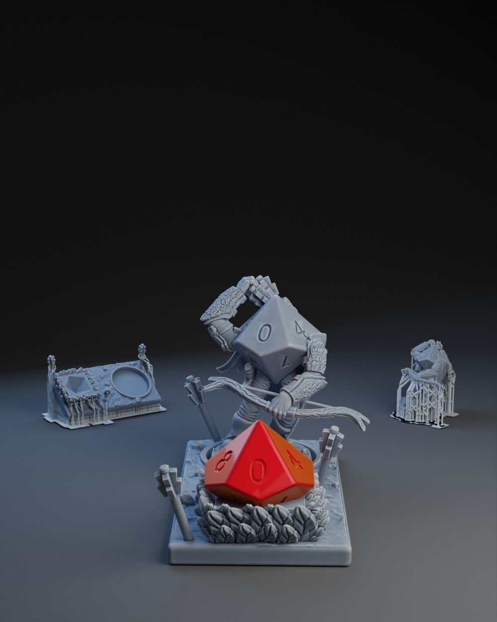 Dice Keepers - 14 miniature and polyhedral dice stand 3D print model_8