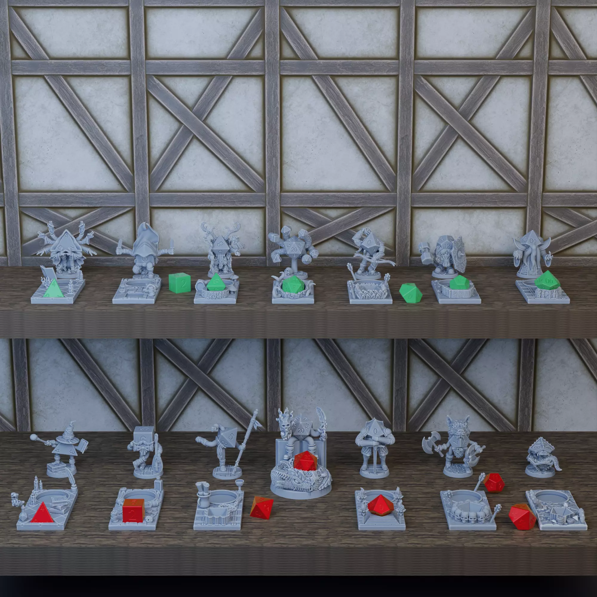 Dice Keepers - 14 miniature and polyhedral dice stand 3D print model_0