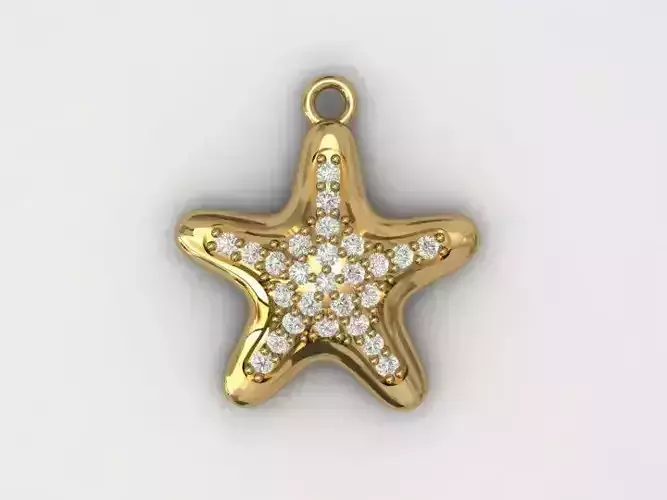 gold starfish pendant  3D print model