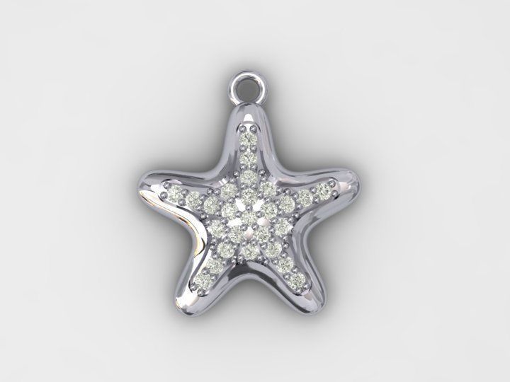 gold starfish pendant  3D print model_5