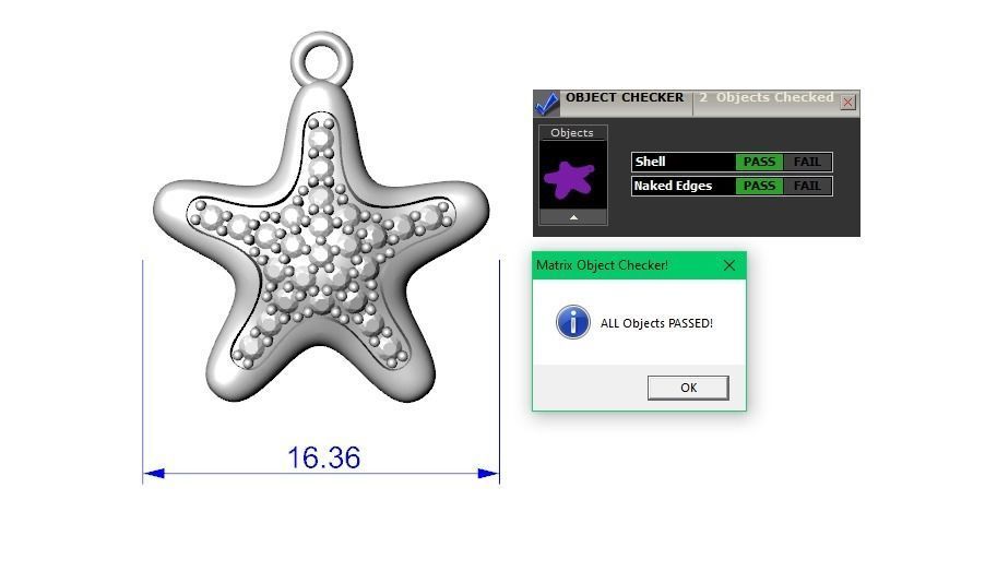 gold starfish pendant  3D print model_1