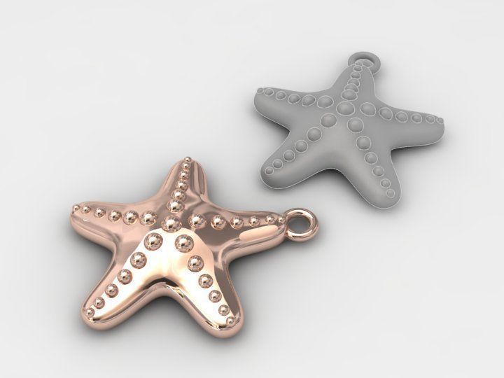 gold starfish pendant  3D print model_11
