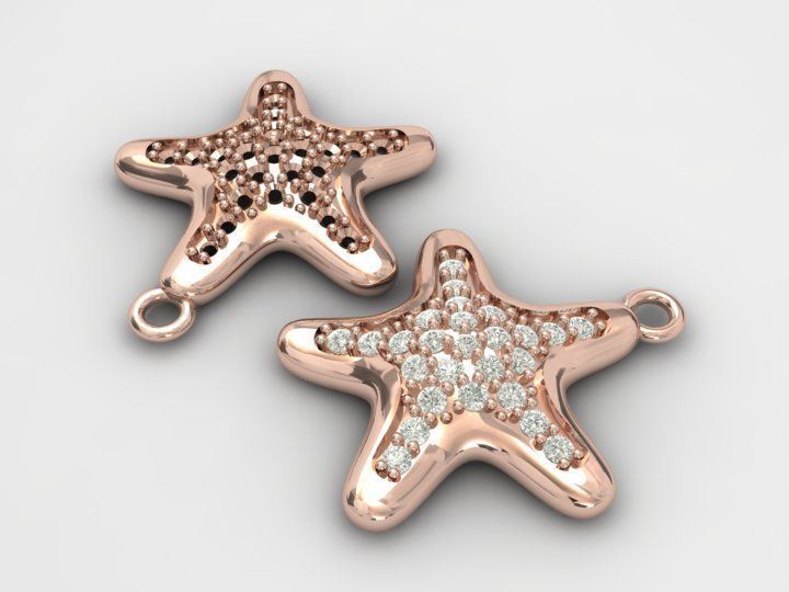 gold starfish pendant  3D print model_9