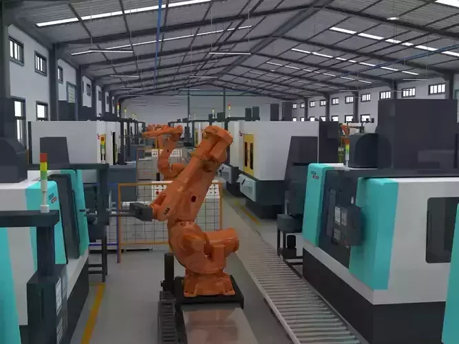 Factory Interior and CNC Equipment 3D model