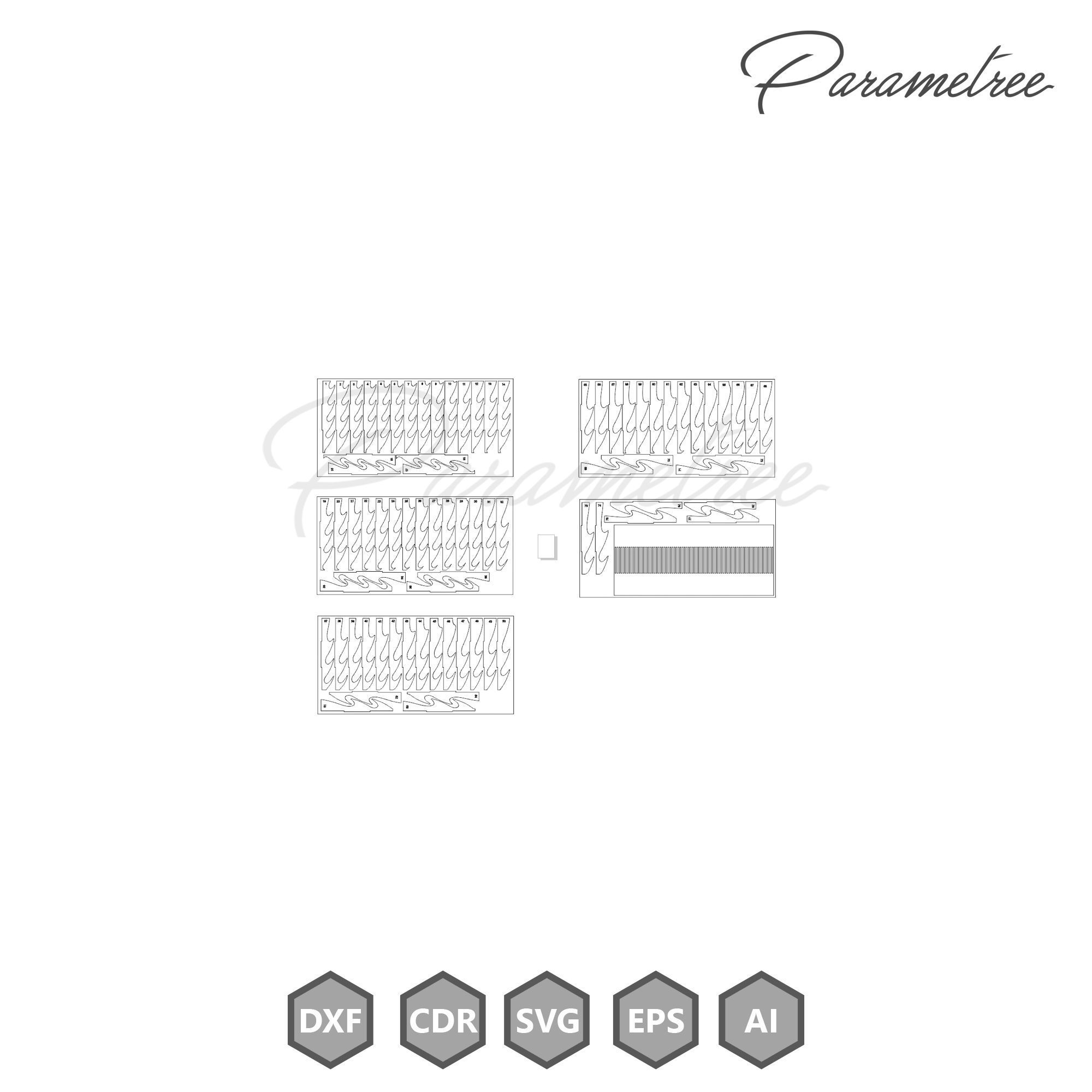 Parametric wall panel SWAY Parametric DXF Files Digital Download 3D model_5