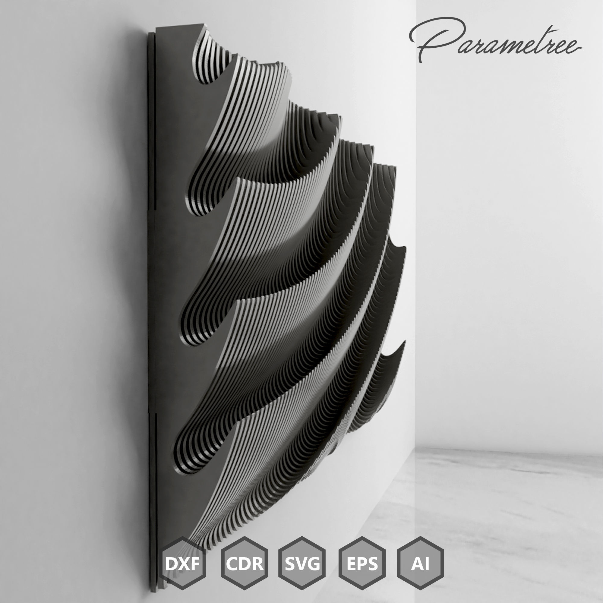 Parametric wall panel SWAY Parametric DXF Files Digital Download 3D model_1