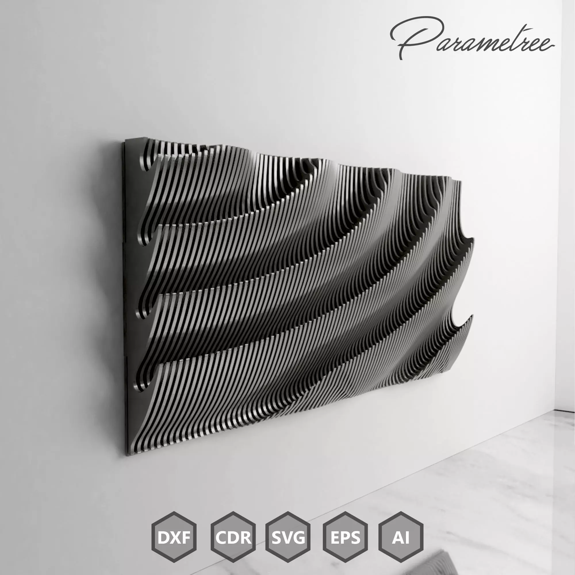 Parametric wall panel SWAY Parametric DXF Files Digital Download 3D model_0