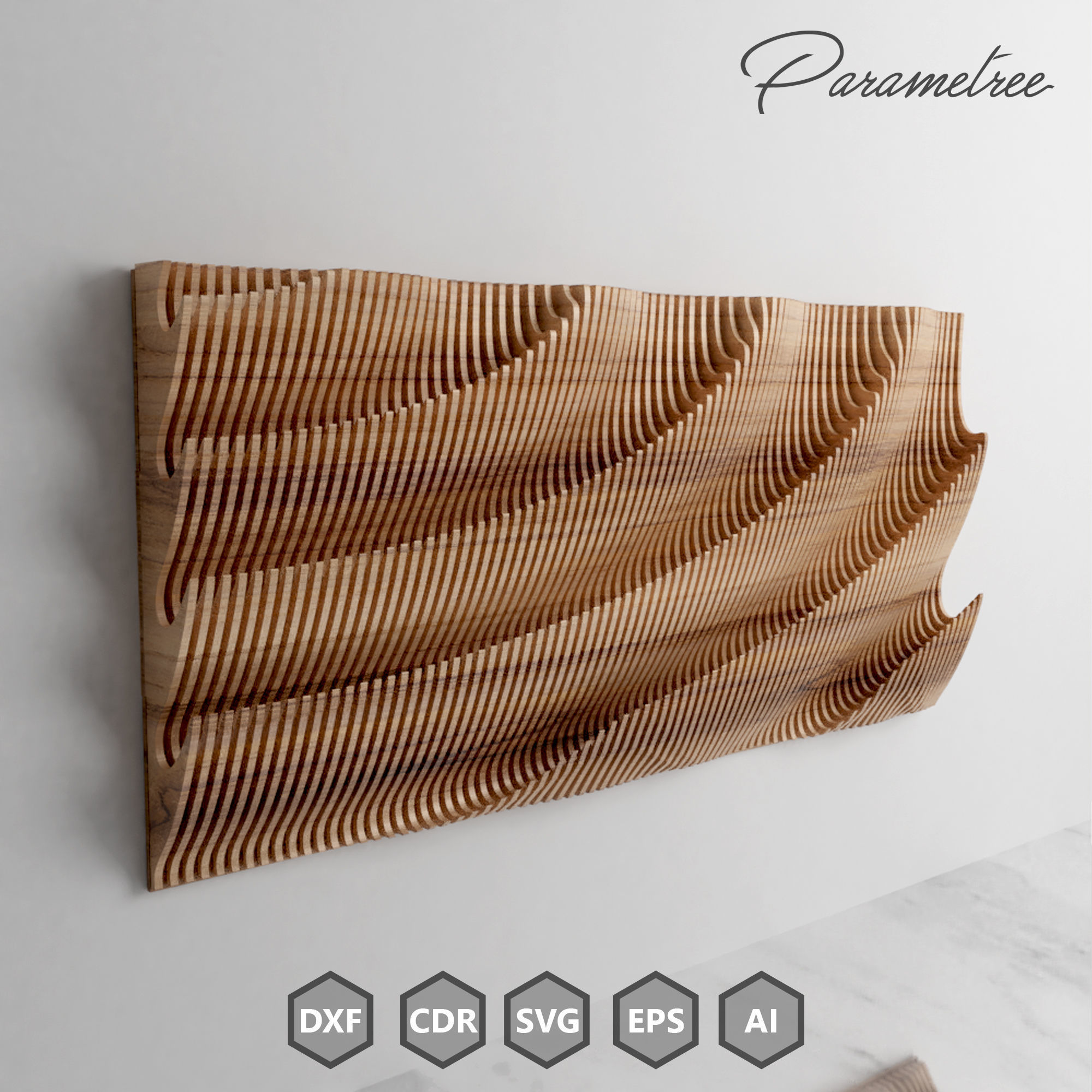 Parametric wall panel SWAY Parametric DXF Files Digital Download 3D model_4