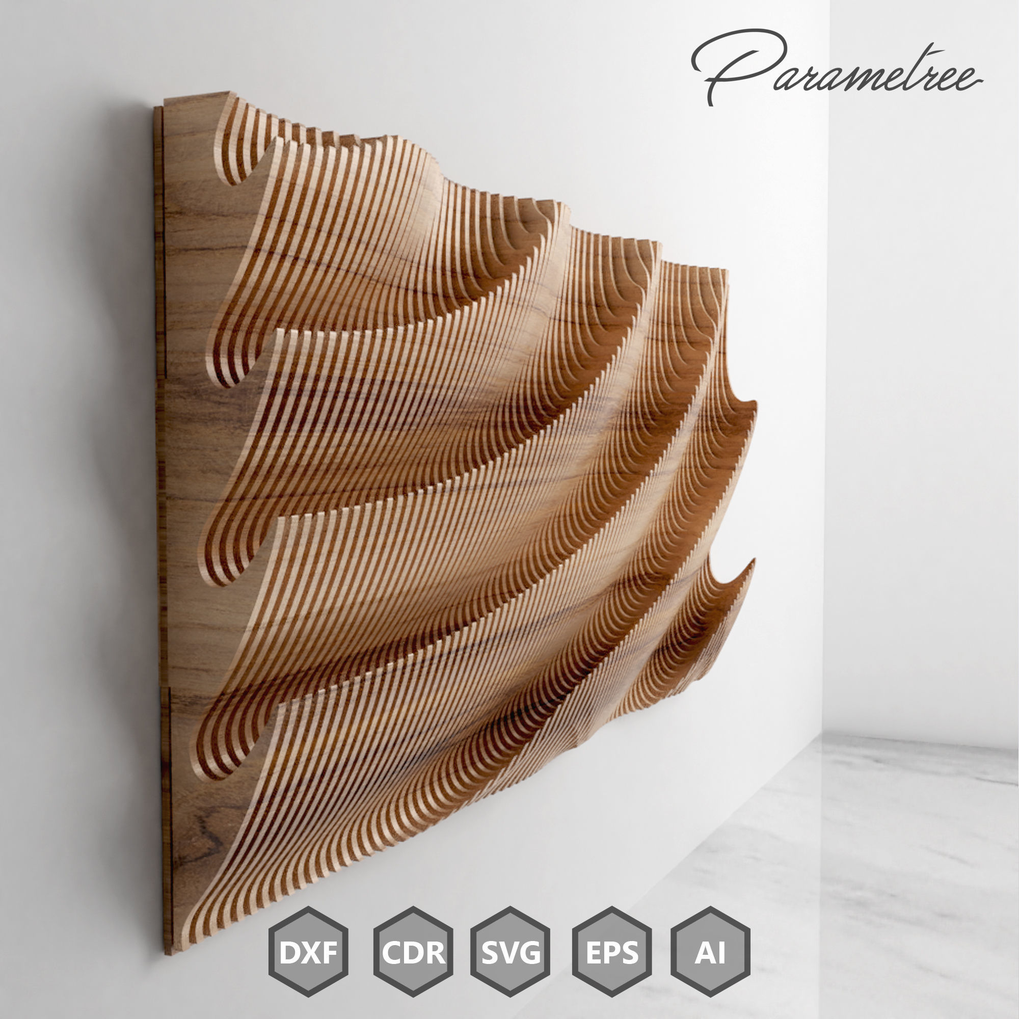 Parametric wall panel SWAY Parametric DXF Files Digital Download 3D model_3