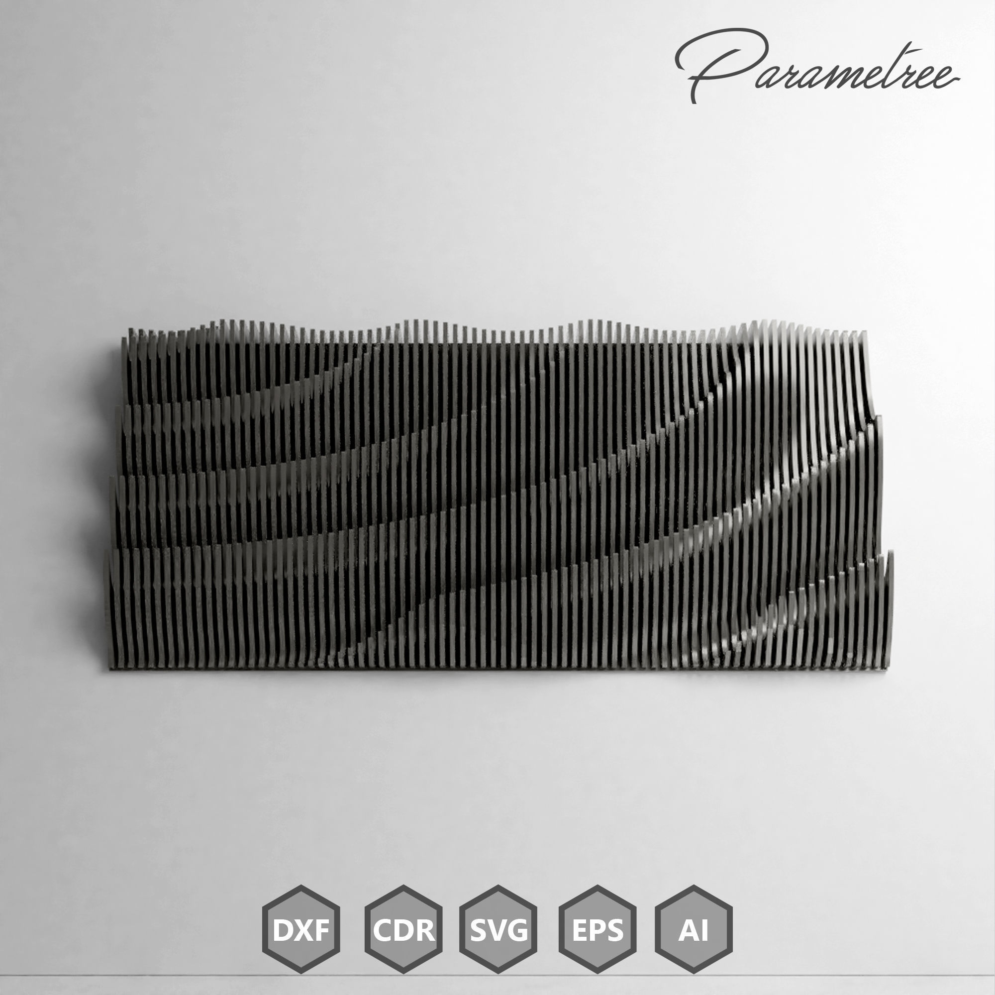 Parametric wall panel SWAY Parametric DXF Files Digital Download 3D model_2
