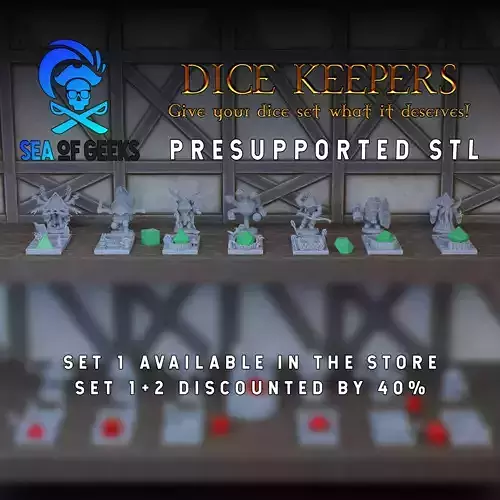 Dice Keepers - 7 of 14 miniature and polyhedral dice stand 3D print model