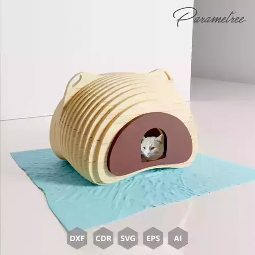 parametric design Cathouse pet house dxf files  cnc cutting 