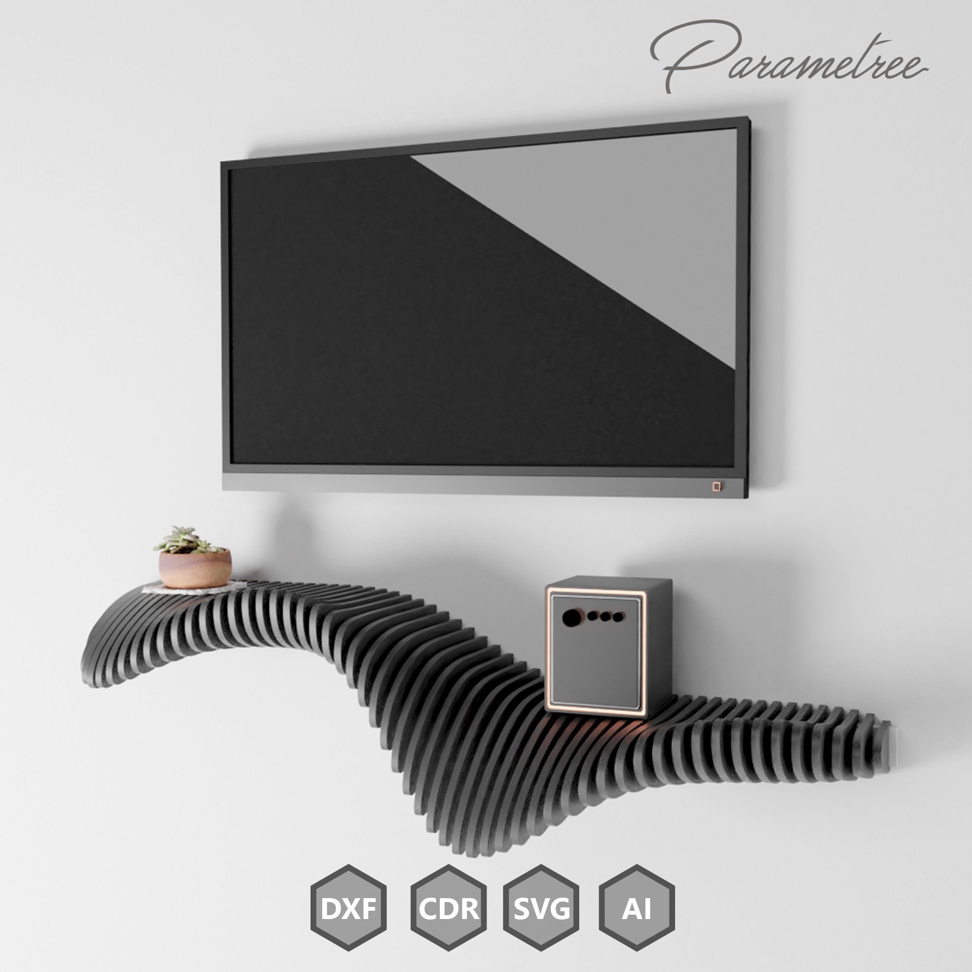 Parametric shelf 1 Design  DXF file digital download 3D model_2