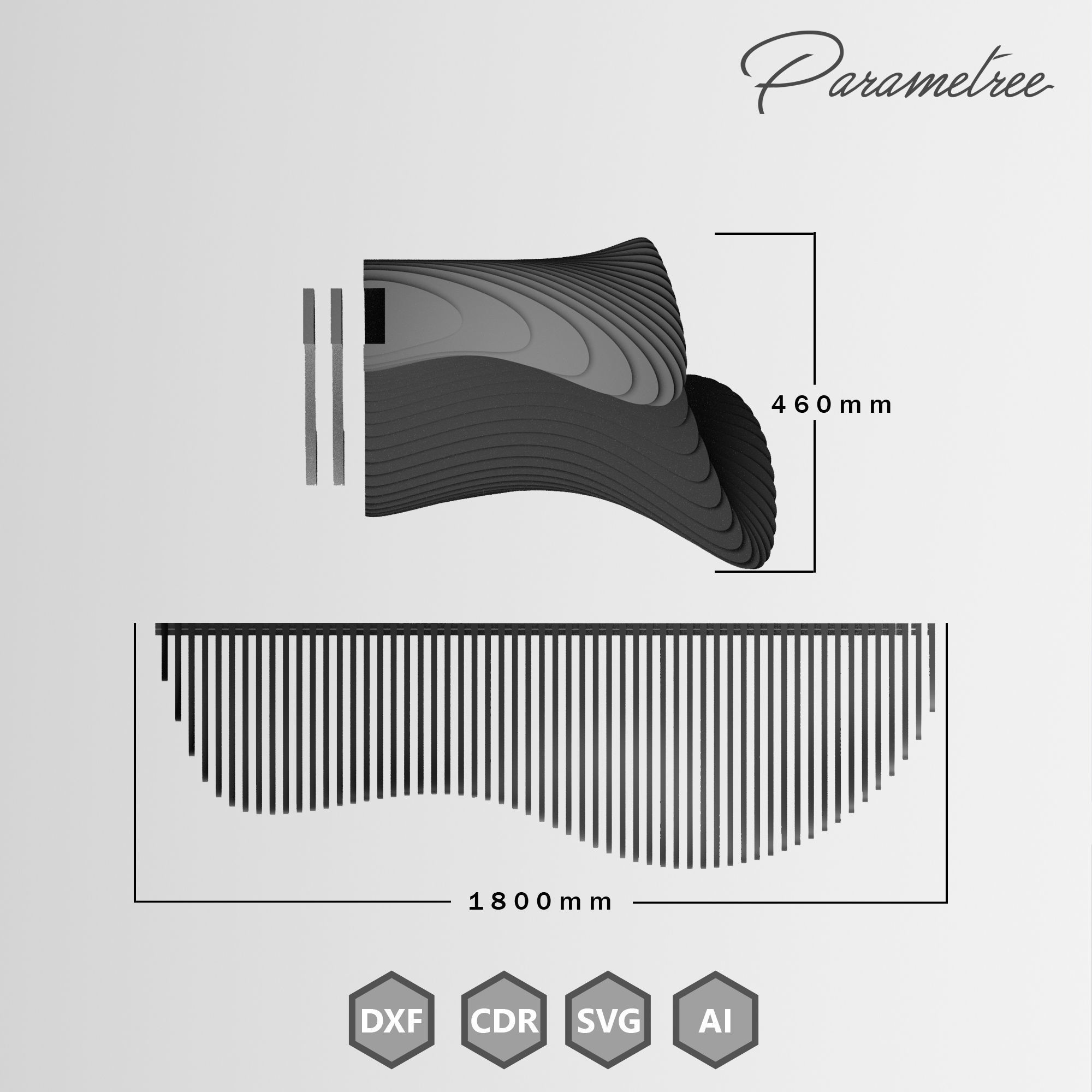 Parametric shelf 1 Design  DXF file digital download 3D model_3