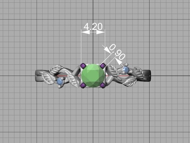 Solitaire Ring 30 pointer stone Floral design 3dmodel 3D print model_7