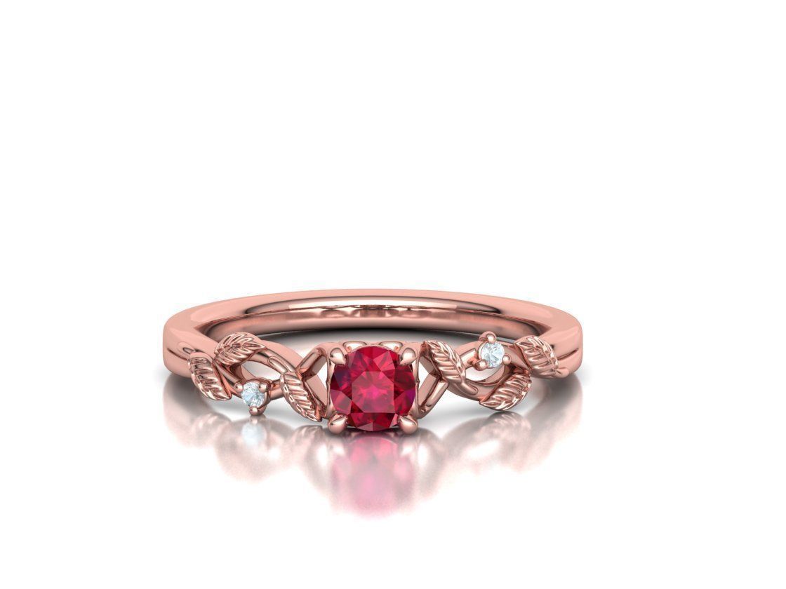 Solitaire Ring 30 pointer stone Floral design 3dmodel 3D print model_1