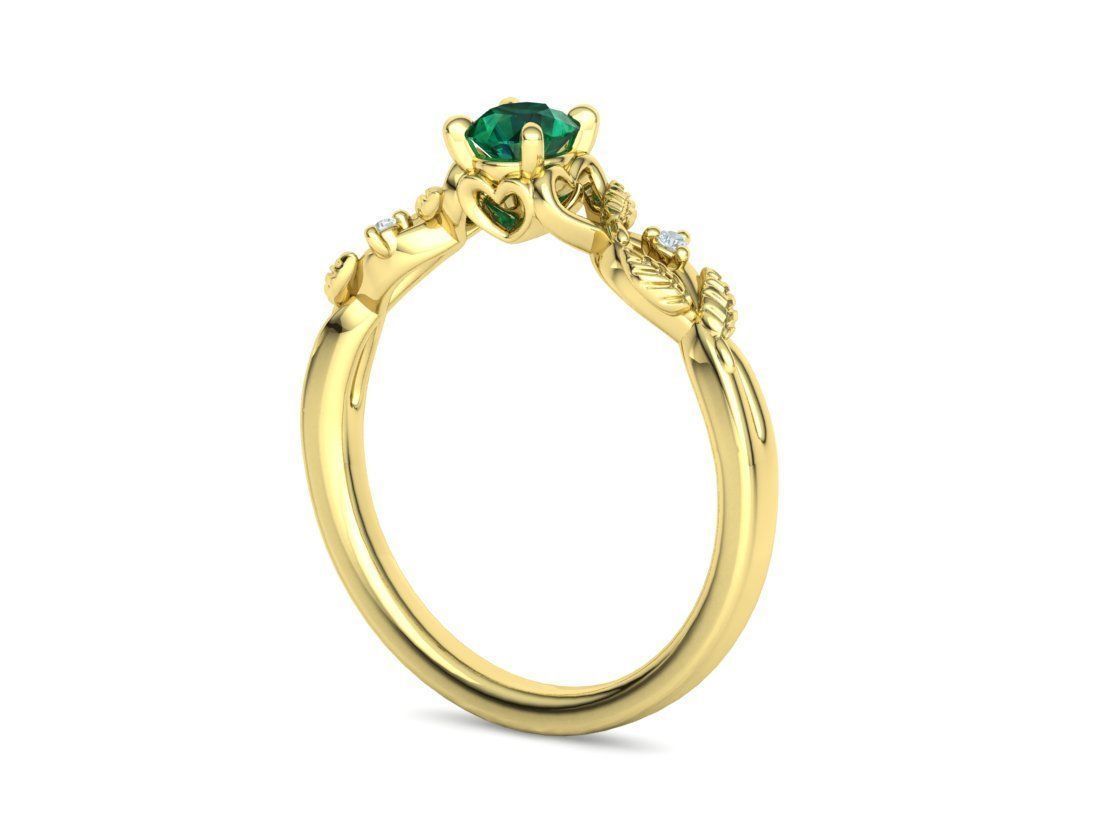 Solitaire Ring 30 pointer stone Floral design 3dmodel 3D print model_22