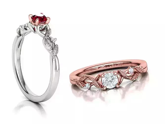 Solitaire Ring 30 pointer stone Floral design 3dmodel 3D print model