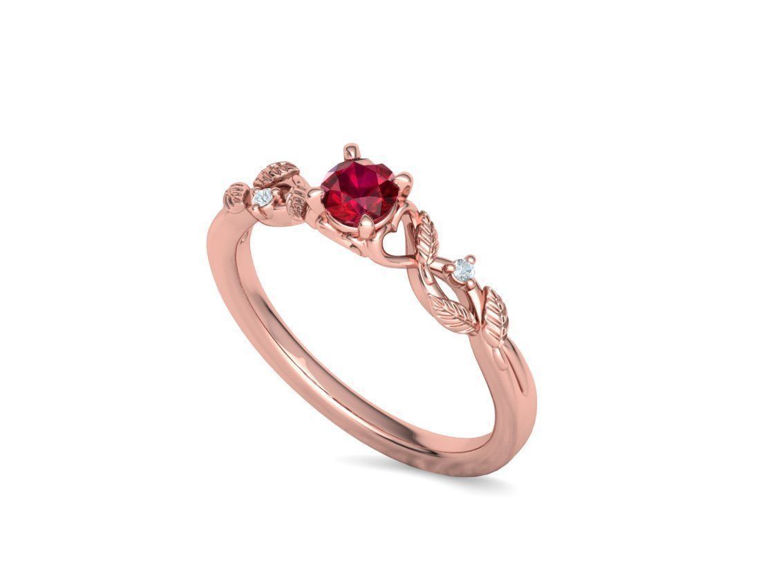 Solitaire Ring 30 pointer stone Floral design 3dmodel 3D print model_25