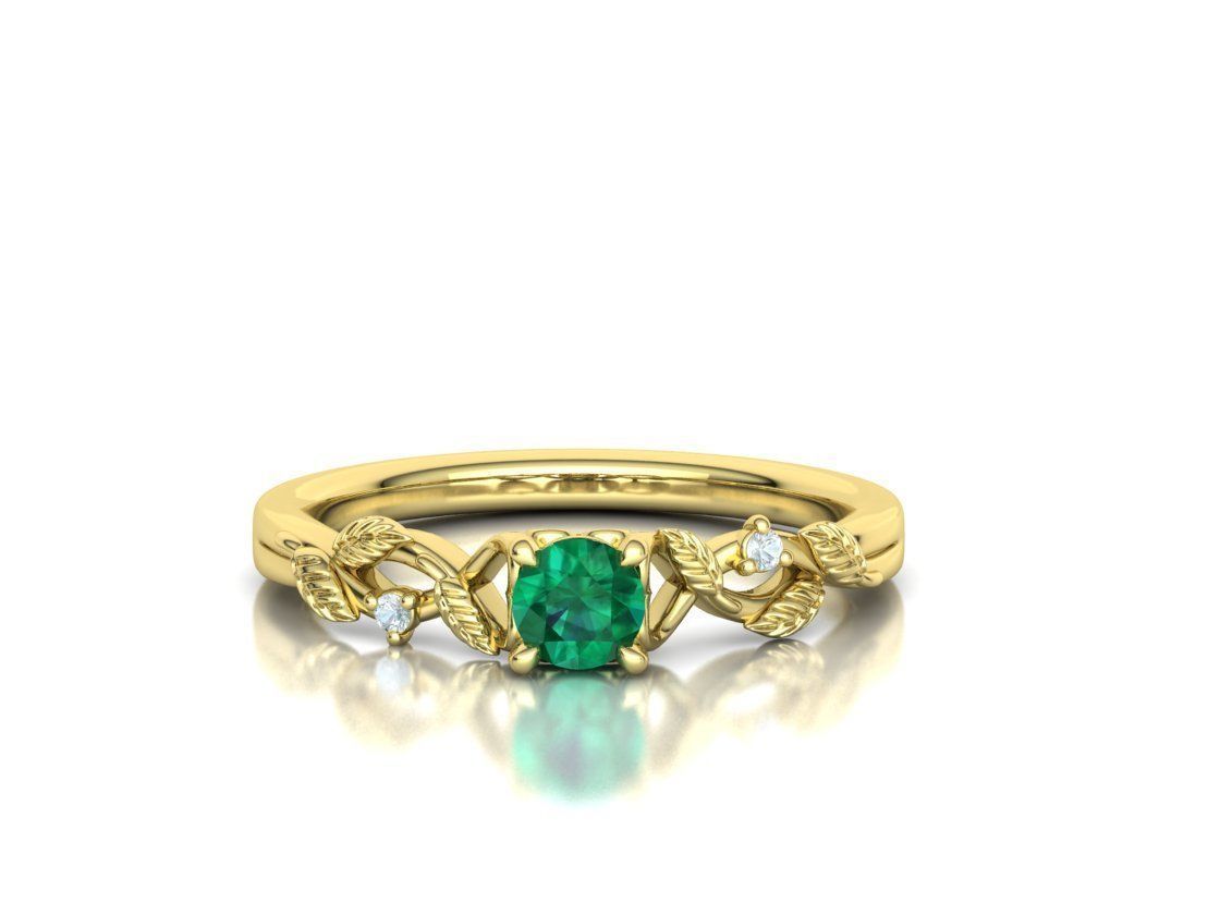 Solitaire Ring 30 pointer stone Floral design 3dmodel 3D print model_4