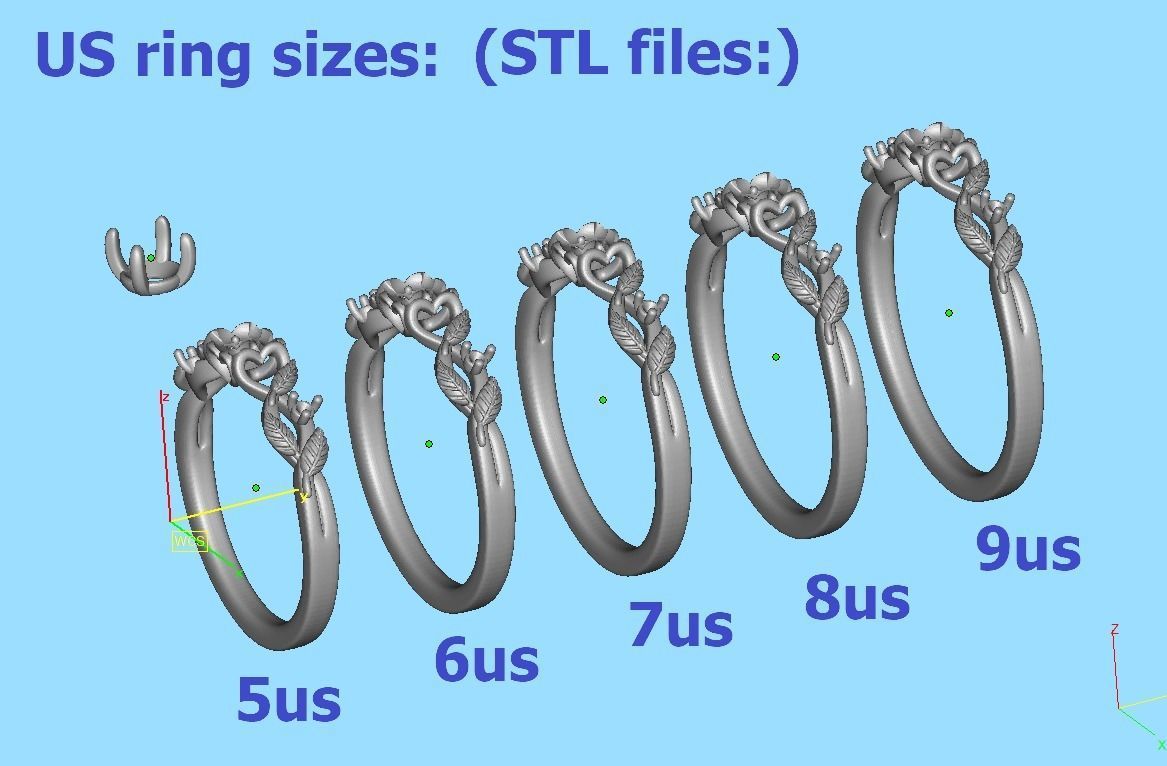 Solitaire Ring 30 pointer stone Floral design 3dmodel 3D print model_8