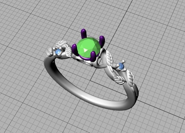 Solitaire Ring 30 pointer stone Floral design 3dmodel 3D print model_40
