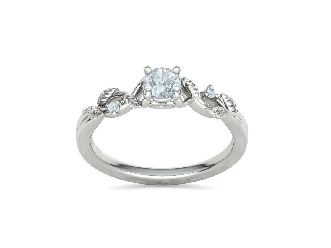 Solitaire Ring 30 pointer stone Floral design 3dmodel 3D print model_17