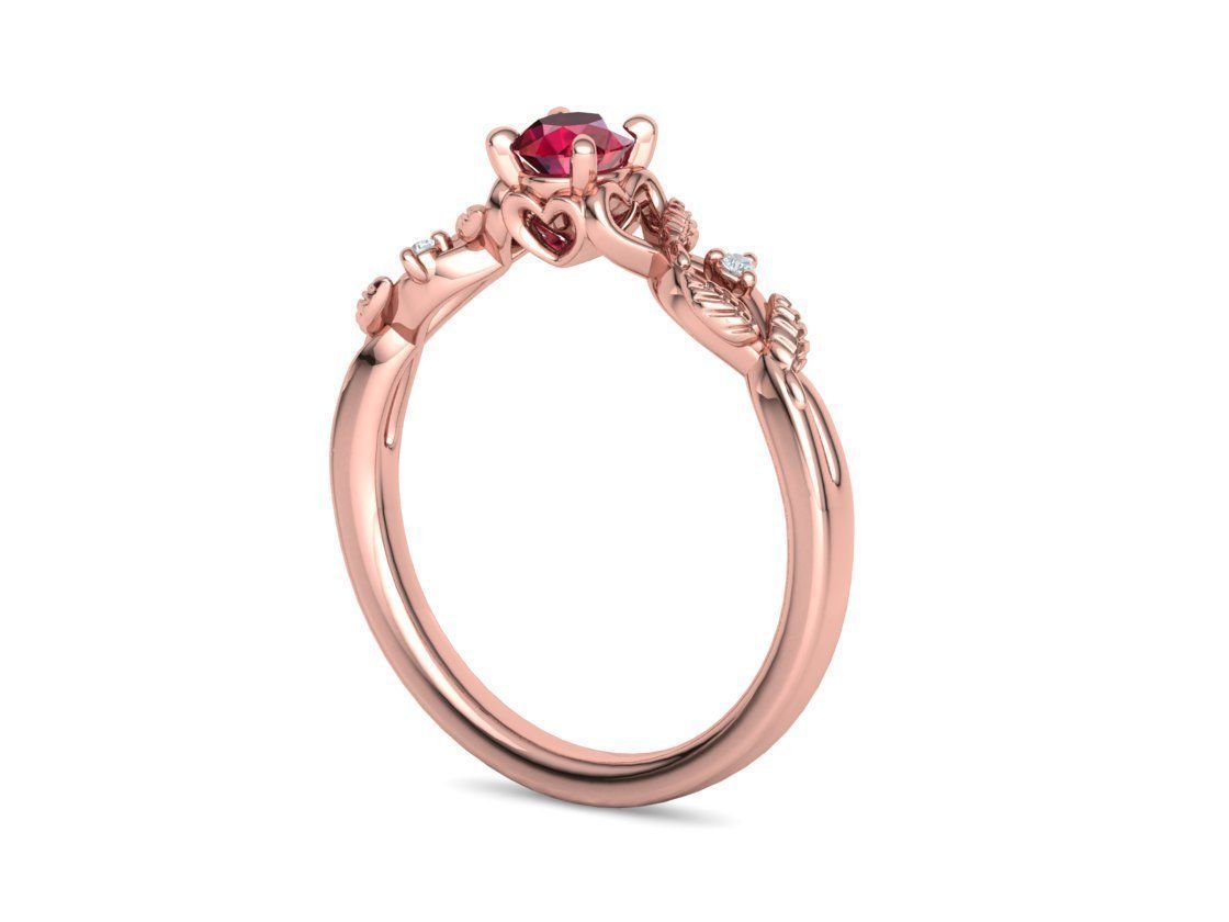 Solitaire Ring 30 pointer stone Floral design 3dmodel 3D print model_20