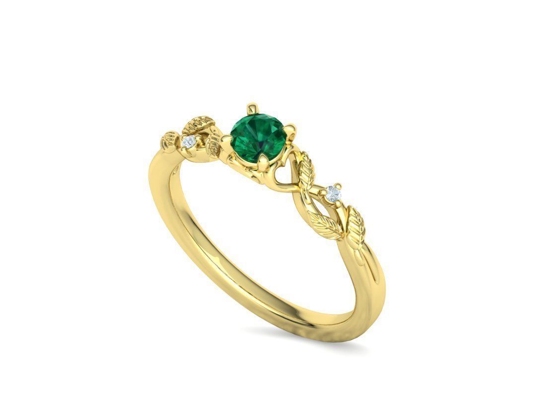 Solitaire Ring 30 pointer stone Floral design 3dmodel 3D print model_27