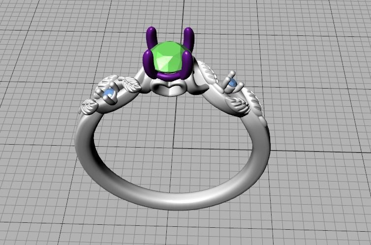 Solitaire Ring 30 pointer stone Floral design 3dmodel 3D print model_42