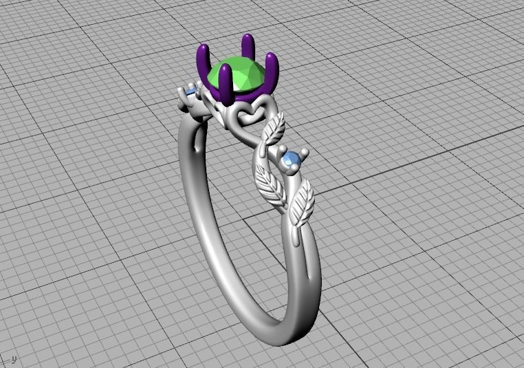 Solitaire Ring 30 pointer stone Floral design 3dmodel 3D print model_39
