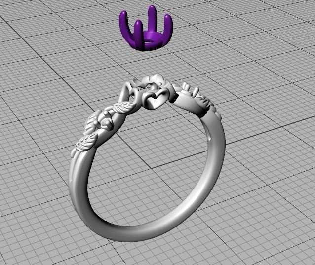 Solitaire Ring 30 pointer stone Floral design 3dmodel 3D print model_35