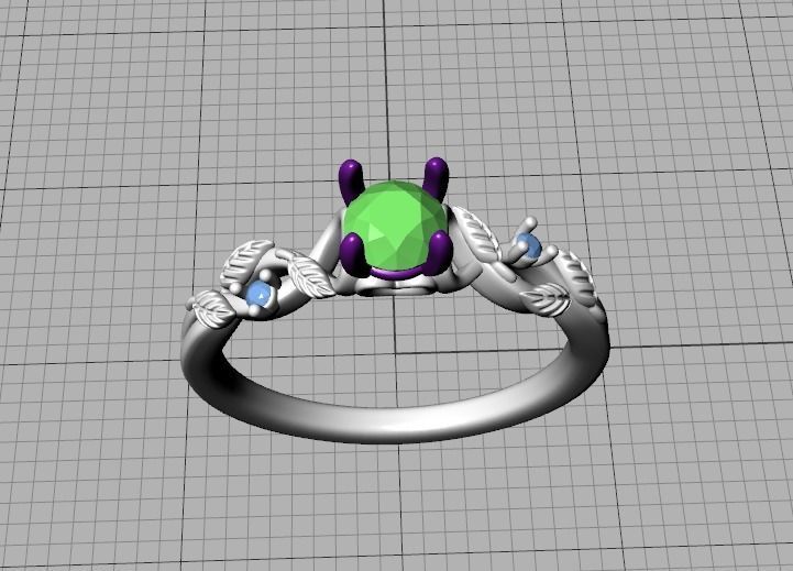 Solitaire Ring 30 pointer stone Floral design 3dmodel 3D print model_41