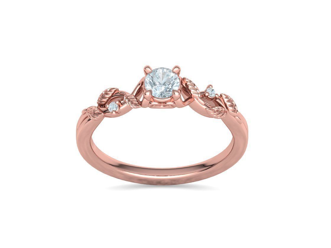 Solitaire Ring 30 pointer stone Floral design 3dmodel 3D print model_14